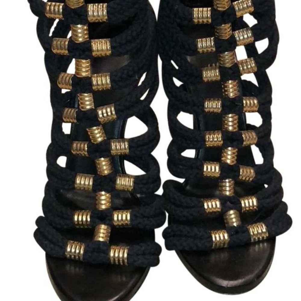 BALMAIN X H&M ROPE GLADIATOR HEELS (SIZE 41) - Picture 2 of 6